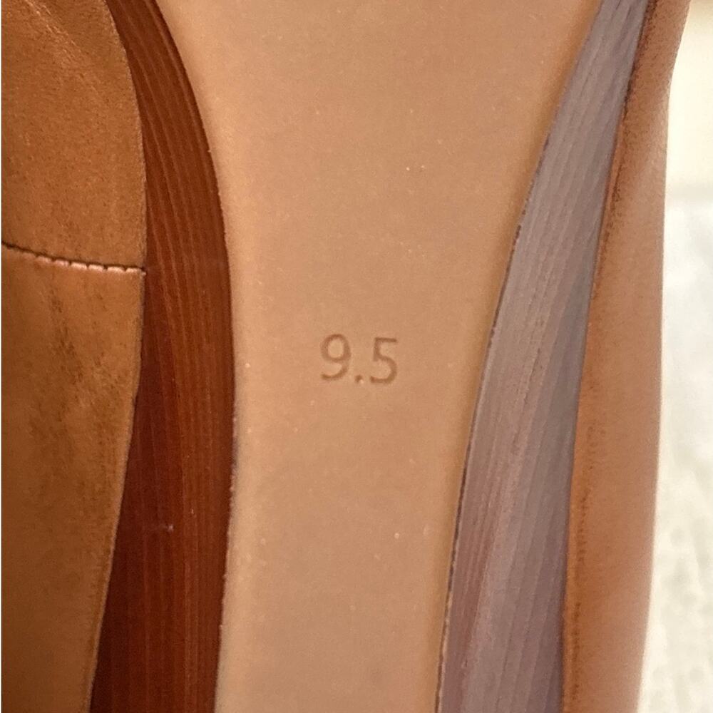Tory Burch Womens 9.5 Brown Leather Karma Wedge Open Toe Heel Sandal Pump - Picture 9 of 9